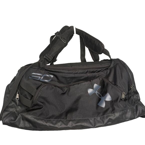 Under Armour Sport SC Duffel Backpack Bag Storm Black Gray 22" w/ Shoe Compart - Picture 3 of 16